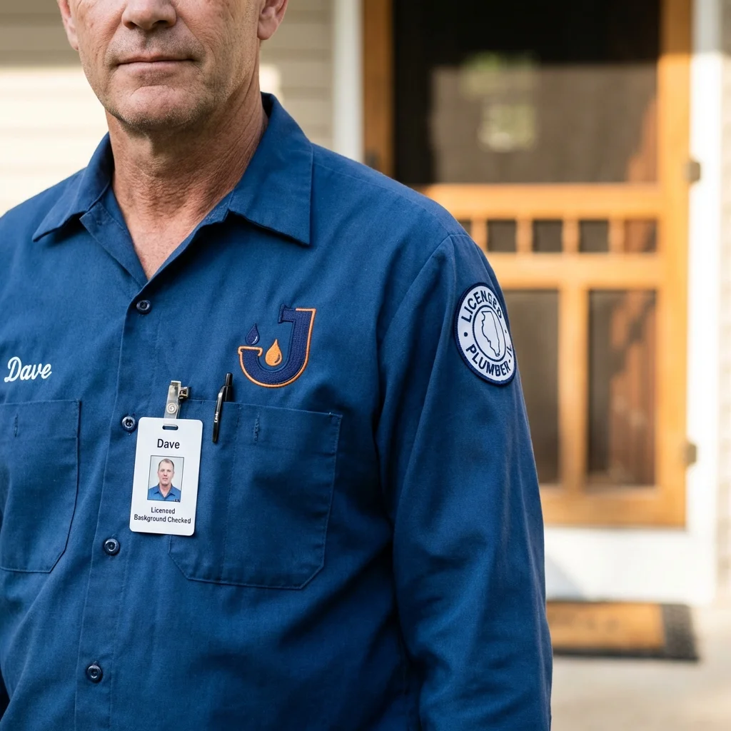 Licensed plumber showing ID badge in Varnell, GA